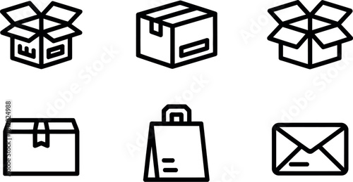 Delivery and shipping outline icons isolated on