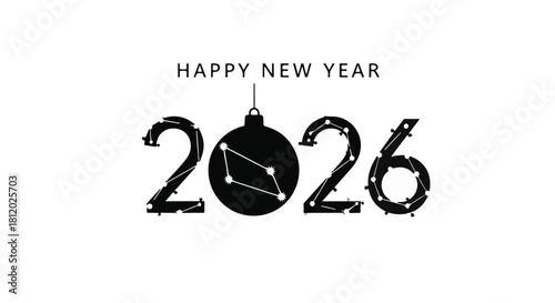 Celebrate the arrival of 2026 with festive decorations and a constellation ornament.