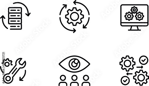 Automation and process icons isolated on