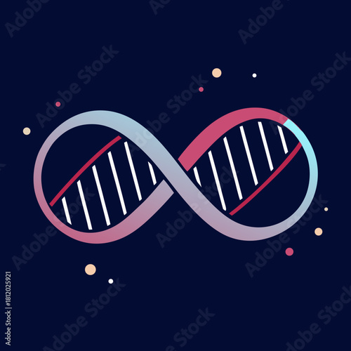 Stylized infinity symbol dna helix with gradient colors and small dots isolated on white background isolated on transparent background silhouette