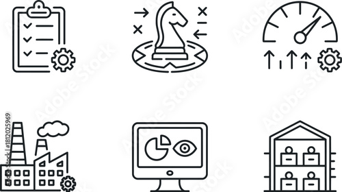 Collection of business and management line icons