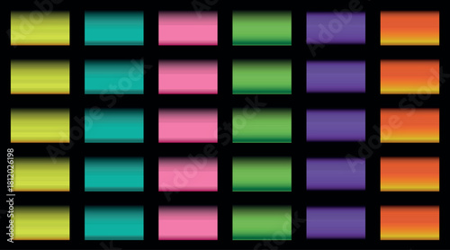 Multicolored Rectangle Frames with Shadow Randomly Distributed Across a Soft Gradient Canvas Creating a Modern Abstract Vector Style in Black