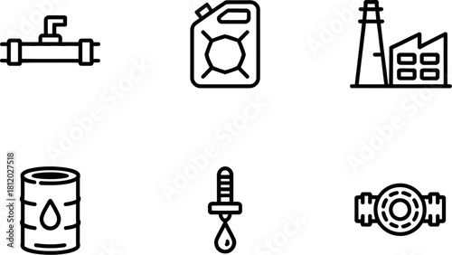Oil and gas industry icons isolated on