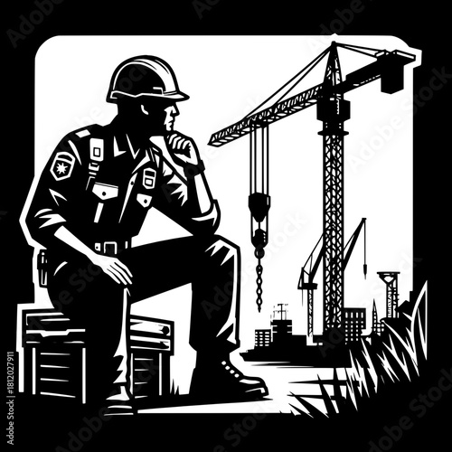 Safety Officer Supervising Crane Operation