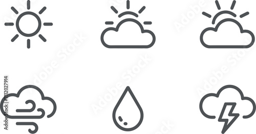 Weather forecast icons isolated on