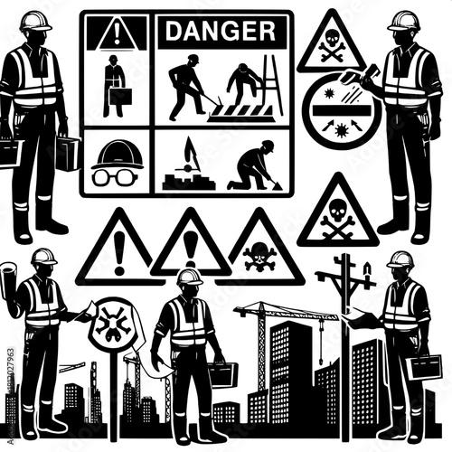 Safety Team with Warning Sign