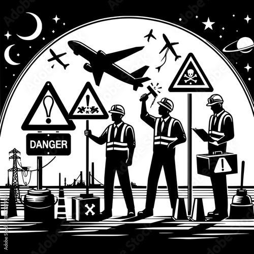 Safety Team with Warning Sign