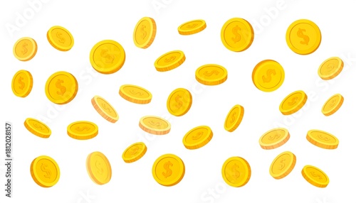Golden Coins Rain - Wealth and Prosperity Concept.