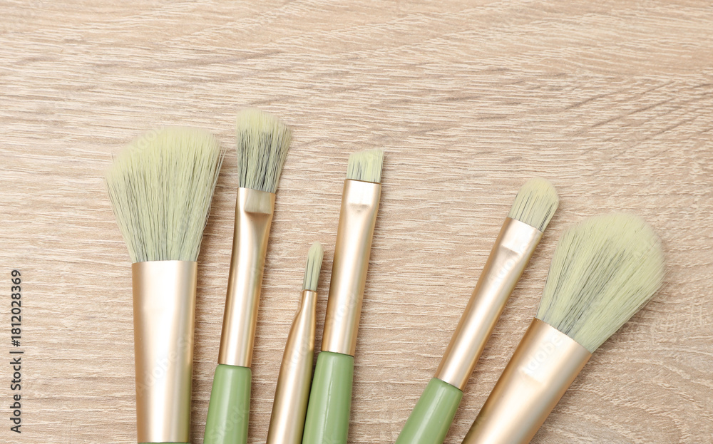 Fototapeta premium Set of makeup brushes on a table