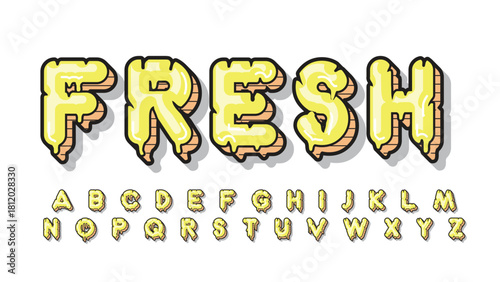 yellow dripping effect rounded cartoon typography