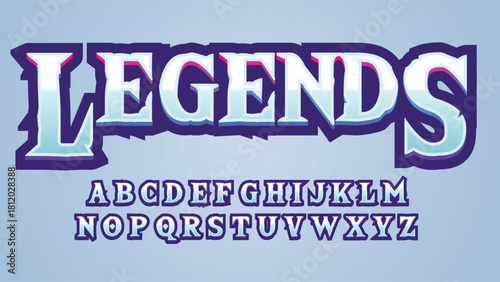 Medieval chrome neon game logo 3d typography