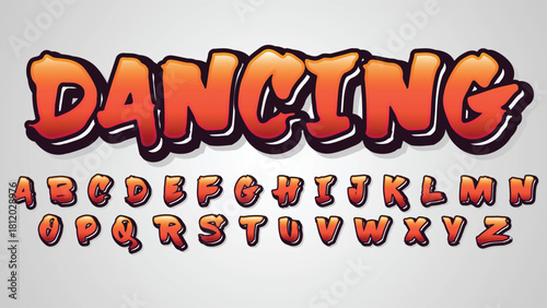 bold brush orange graffiti isolated letters