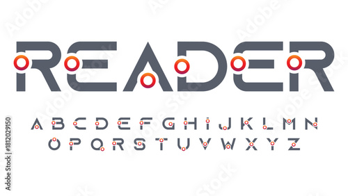 Futuristic technology neon red circle typography