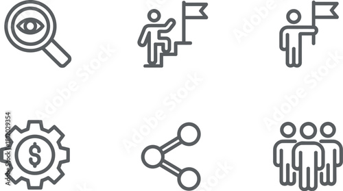 Business and management icons isolated on