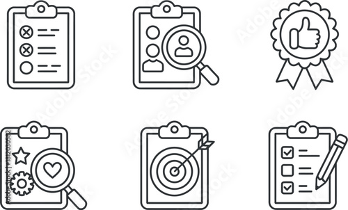 Set of business and management line icons isolated on