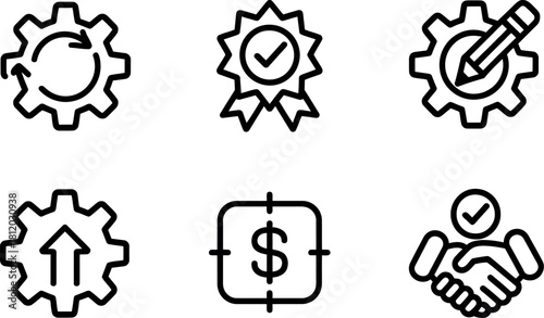 Set of business and office vector line icon isolated
