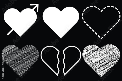 Red heart doodles set. Hand drawn hearts icon collection. Hand drawn heart icons set, love and romance doodles vector. hand drawn heart icon love collection. Doodle hearts Design for Valentines day