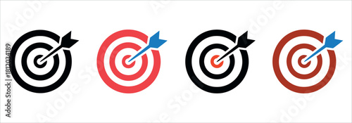 Hit your mark with these dynamic target icons, perfect for marketing, goals, and business strategy illustrations that demand attention and convey accuracy.