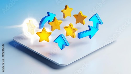 Stars and Arrows Rotating on Platform