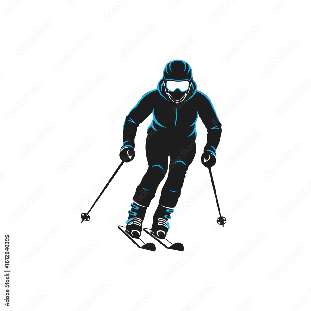 Fototapeta premium Skier in motion navigating a slope in a dynamic silhouette style