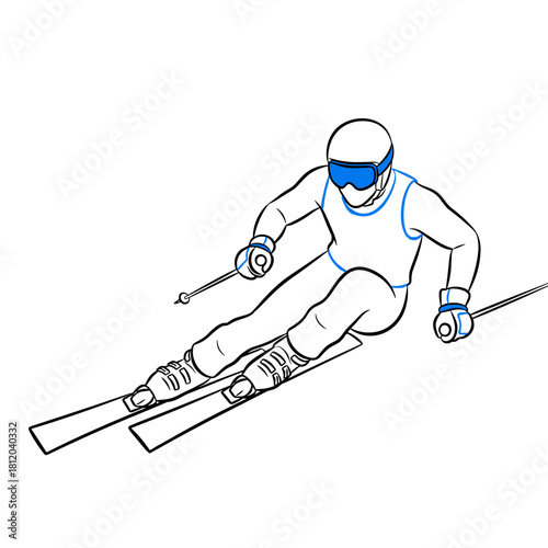 Dynamic skier leaning heavily into a sharp turn on snow-covered slope  