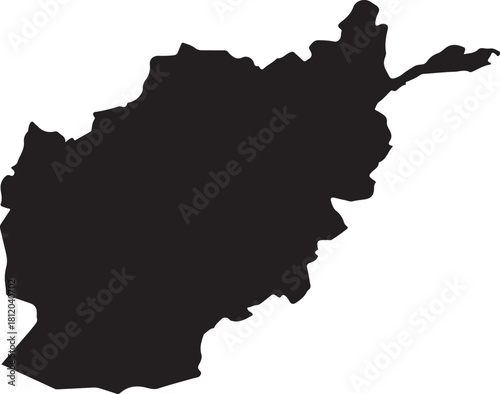 Black silhouette map of Afghanistan on a white background country geography