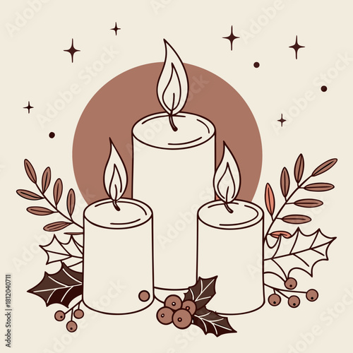 Warm candles creating a cozy atmosphere with beautiful decoration 