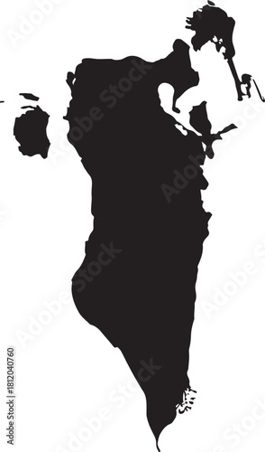 Black silhouette map of Bahrain on a white background country geography