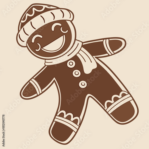 Joyful gingerbread man cartoon with a happy smile 