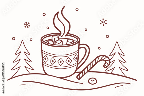 Warm, Cozy Winter Beverage Scene in Snowy Day