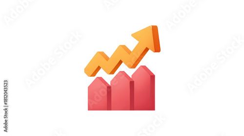 Rising arrow, growth chart, business success, financial increase, and positive trend illustrated with 3D orange arrow and red bar graph, conveying progress and achievement Free Download Rising arrow, growth chart, business success, financial increase, and positive trend illustrated with 3D orange arrow and red bar graph, conveying progress and achievement - GFXLoad