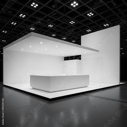 Minimalist Exhibition Stand Design in Black and White.