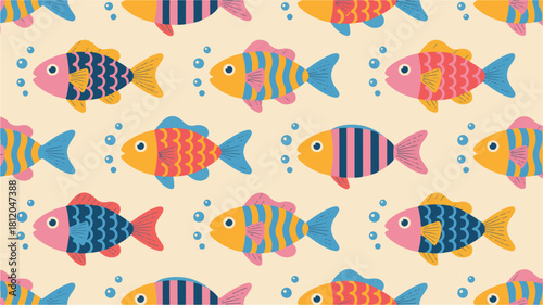 Cute tropical fish seamless underwater pattern illustration