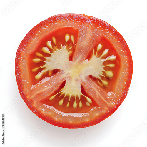Wallpaper Mural Close up of a sliced ripe red tomato isolated on white background Torontodigital.ca