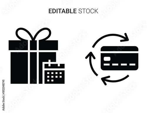 Scheduled gift and recurring payment icons depicting loyalty programs and subscriptions