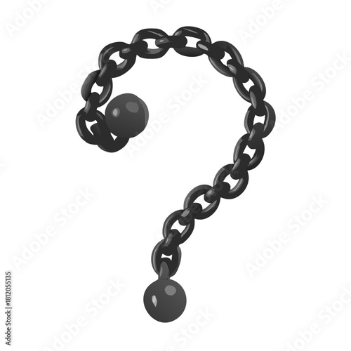 Black chain link question mark icon in heavy metal style