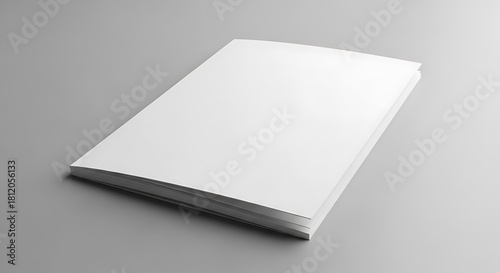 Blank White Brochure or Magazine Mockup on Gray Background.