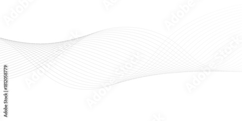 Geometric grey vector waves on white background. Editable stroke, Abstract background wave line elegant white striped diagonal line technology concept web texture.