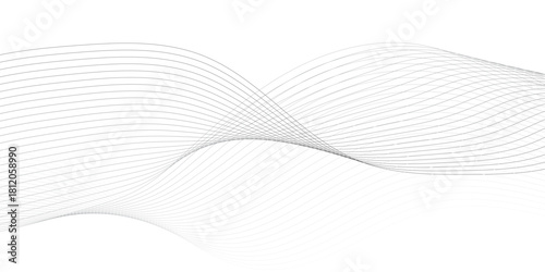 Geometric grey vector waves on white background. Editable stroke, Abstract background wave line elegant white striped diagonal line technology concept web texture.