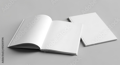 Blank Magazine Mockup - Open and Closed on Neutral Background.