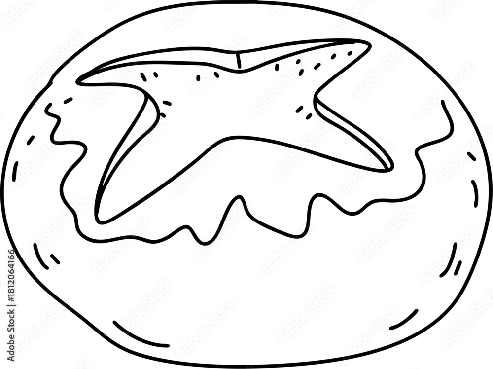 Fototapeta premium A starfish is drawn on a doughnut