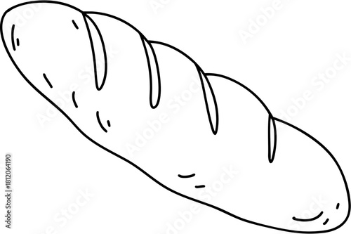 A long, thin loaf of bread with a crust