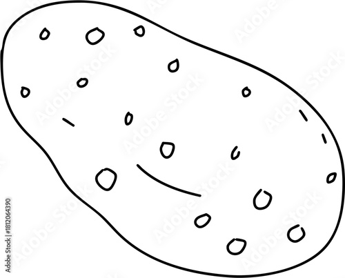 A potato is drawn in black and white