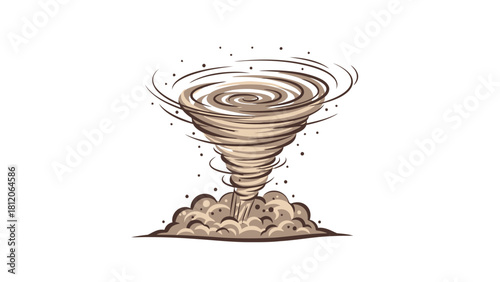 A cartoon dust devil or small tornado formed of swirling brown dirt