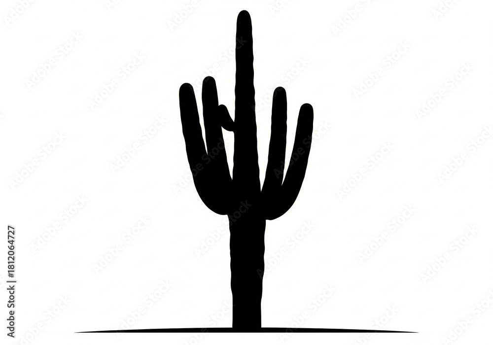 Obraz premium Desert Cactus Silhouette on Minimal Horizon Line