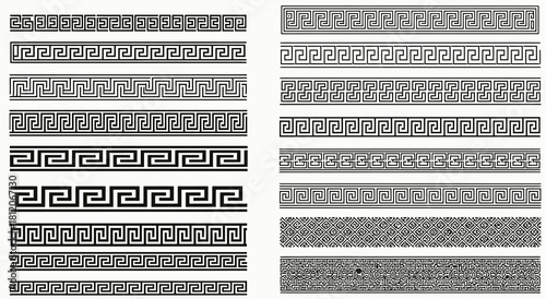 Collection of Decorative Border Designs in Vector Format, Illustrative Patterns, and Geometric Elements for Various Creative Projects