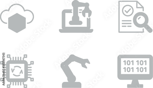 Set of artificial intelligence vector icons isolated on