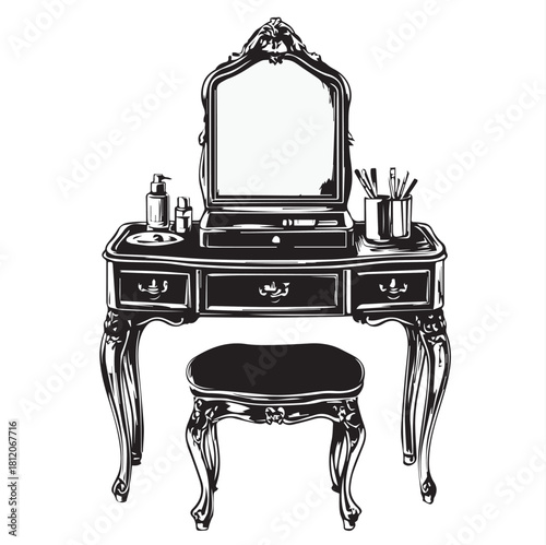 vintage dressing table vector illustration