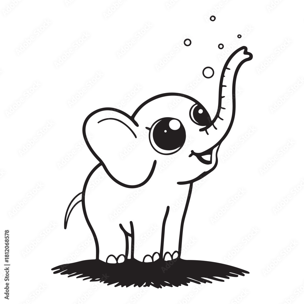Fototapeta premium Cute Baby Elephant Coloring Page