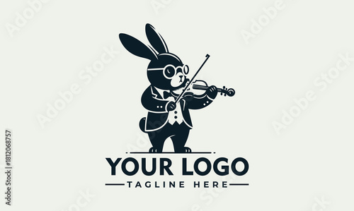 Elegant Bunny Violinist A Whimsical Vector Logo Design